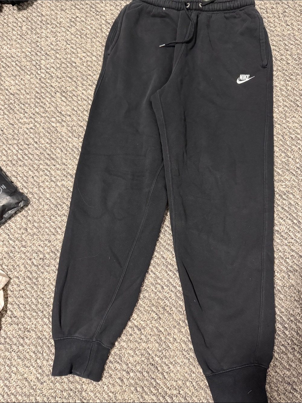 Nike Kids Black Jogger Sweatpants with White Swoosh